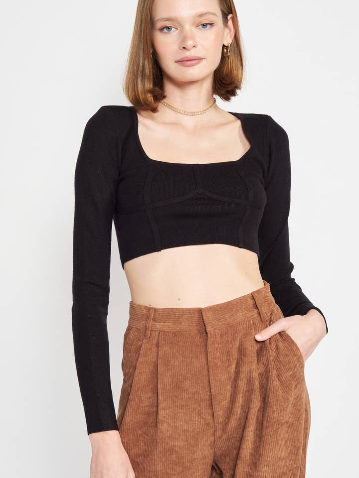 VERKÜRZTER PULLOVER MIT U-AUSSCHNITT UND PASPELIERUNG für den Großhandel von Emory Park