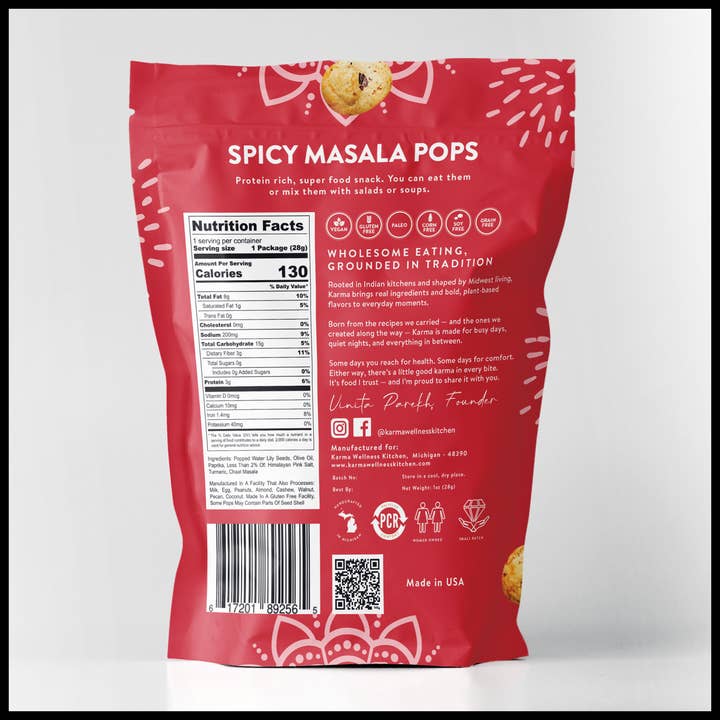 Karma Wellness Kitchen - Vendita all'ingrosso Snack soffiati - Karma Pops piccanti al masala1