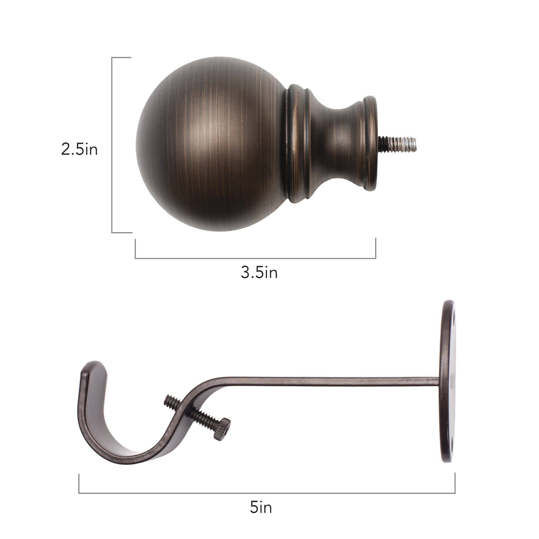 Threadmade Home - Wholesale Curtain Rod - Cordelia 1" Window Drapery Single Curtain Rod with Globe Ball Finial14