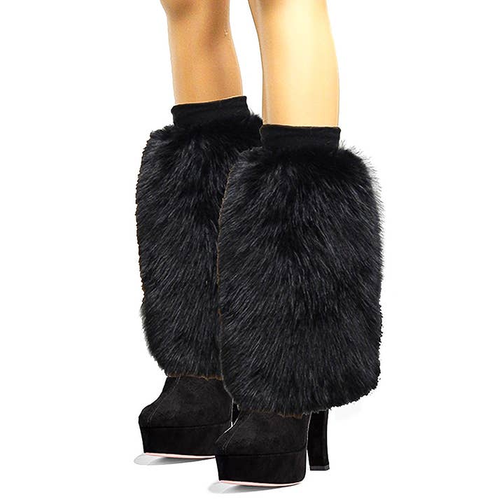 Fluffy Faux Long Fox Fur Cozy Boot Cover Leg Warmer for wholesale by Diacly
