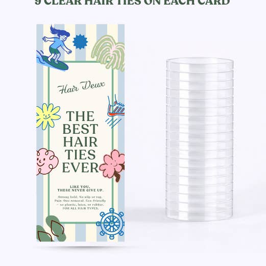 HAIR DEUX Kids, Élastiques transparents pour cheveux, (6 cartes de 9 unités) pour la vente par HAIR DEUX