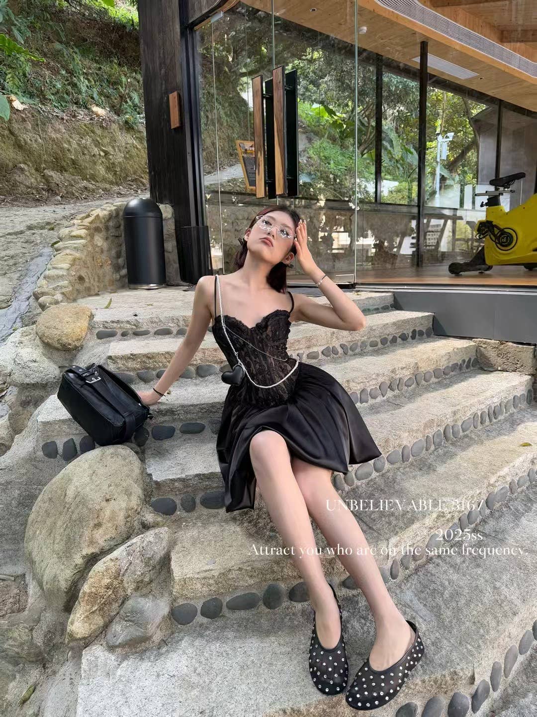 Chilli Girl Collection - Wholesale Dress - Women's - Camisole style corset bubble lace dress in black 5