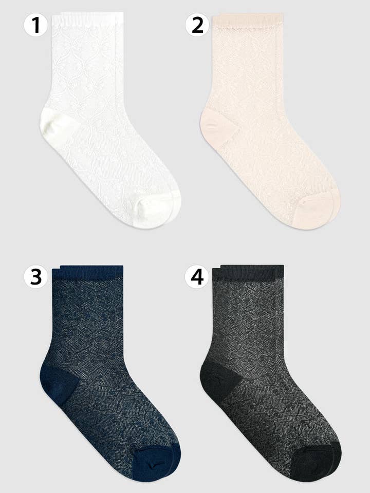 Women's Crew Daily Ribbon Mesh Semi Sheer Socks for wholesale by 7DAYSSOCKS