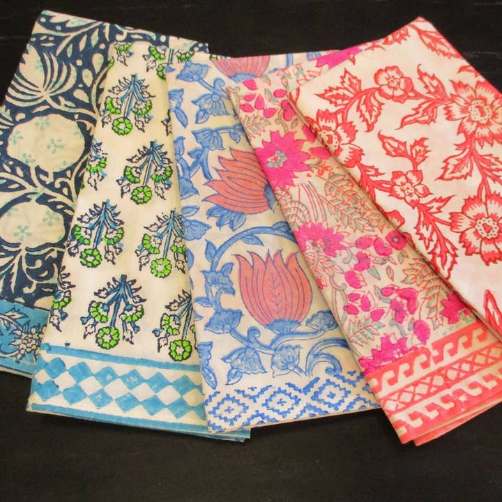 Artisan Bloom Block Print Napkin Collection for wholesale by Shastra Home