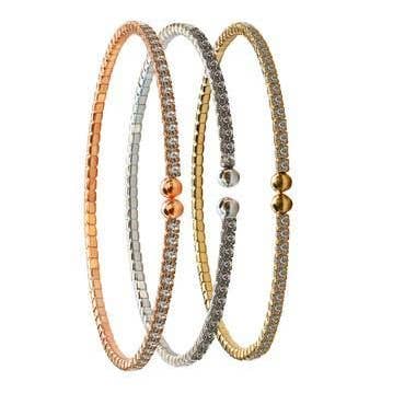 Pulseira dobradiça em zirconite Crystal Pave. 63 por atacado de Diamond Veneer Travel Jewelry