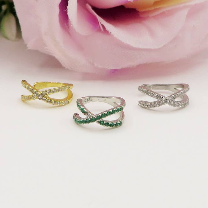 Criss Cross Earcuff ~ ARGENTO 925 - Earcuff con cubic zirconia for wholesale by Daemon srls