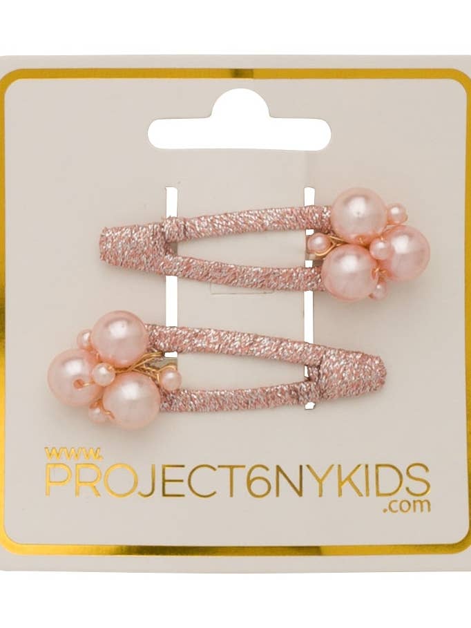 Pearl Lily Clip set van 2 stuks - Blush Pearl voor wholesale door Project 6 NY Kids