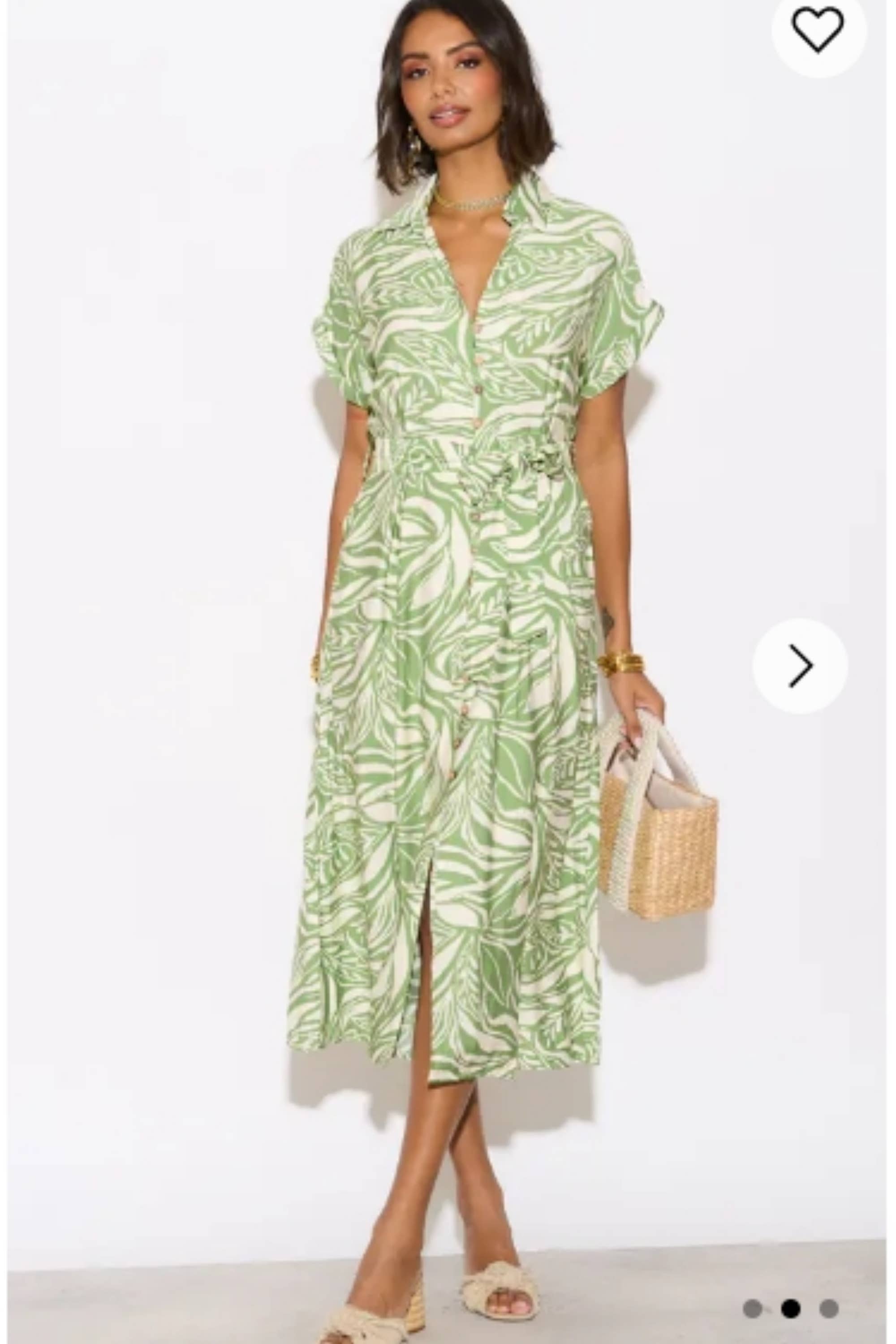 CY FASHION. LONDON - Wholesale Dress - Women's - Multi Leaves' print Cotton Linen shirt dress short sleeves  4