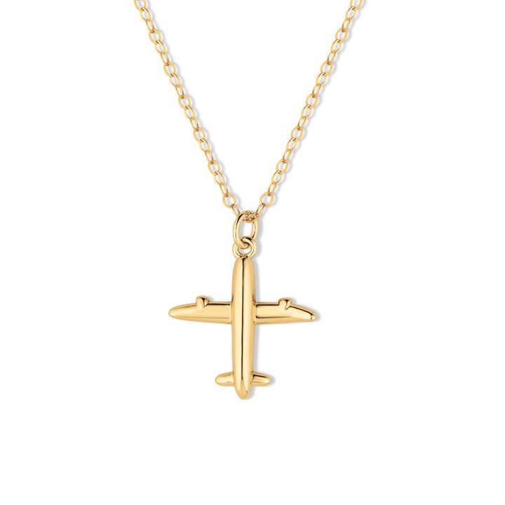Collar colgante de avión de viaje chapado en oro con cierre magnético para venta al por mayor de Rejected Hearts Club