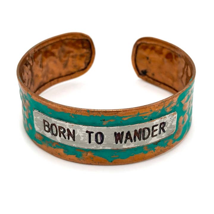 Lunar Deer - Wholesale Cuff Bracelet - Message Born to Wander Metal Western Cuff1