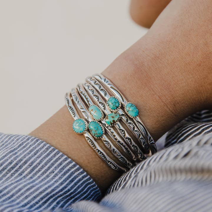 Aspen Turquoise Bracelet and other Purchase Wholesale sterling silver bangles. Free Returns & Net 60 Terms on Faire trending on Faire.