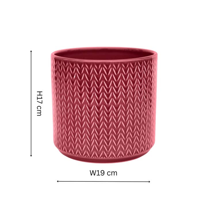 Ivyline - Wholesale Indoor Pot - Glazed Earthenware Chevron Embossed Indoor Planter
