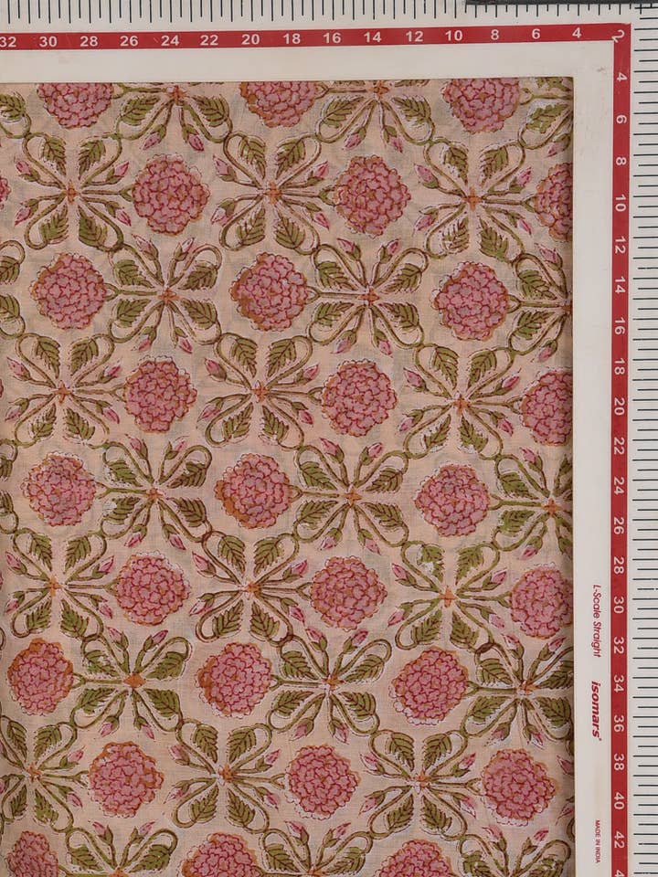 Handmade Block Printed Cotton Mulmul/Voile Fabric Yardage - Fabric by the Yard for wholesale by Jai Texart LLP