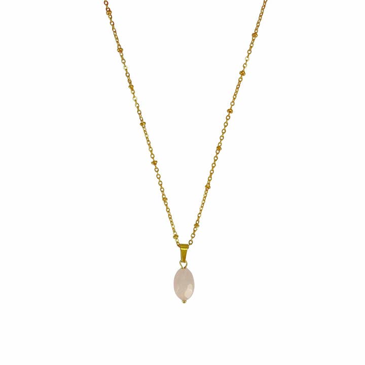 Rose Quartz Facet Necklace - Gold for wholesale by Saint Clairmont