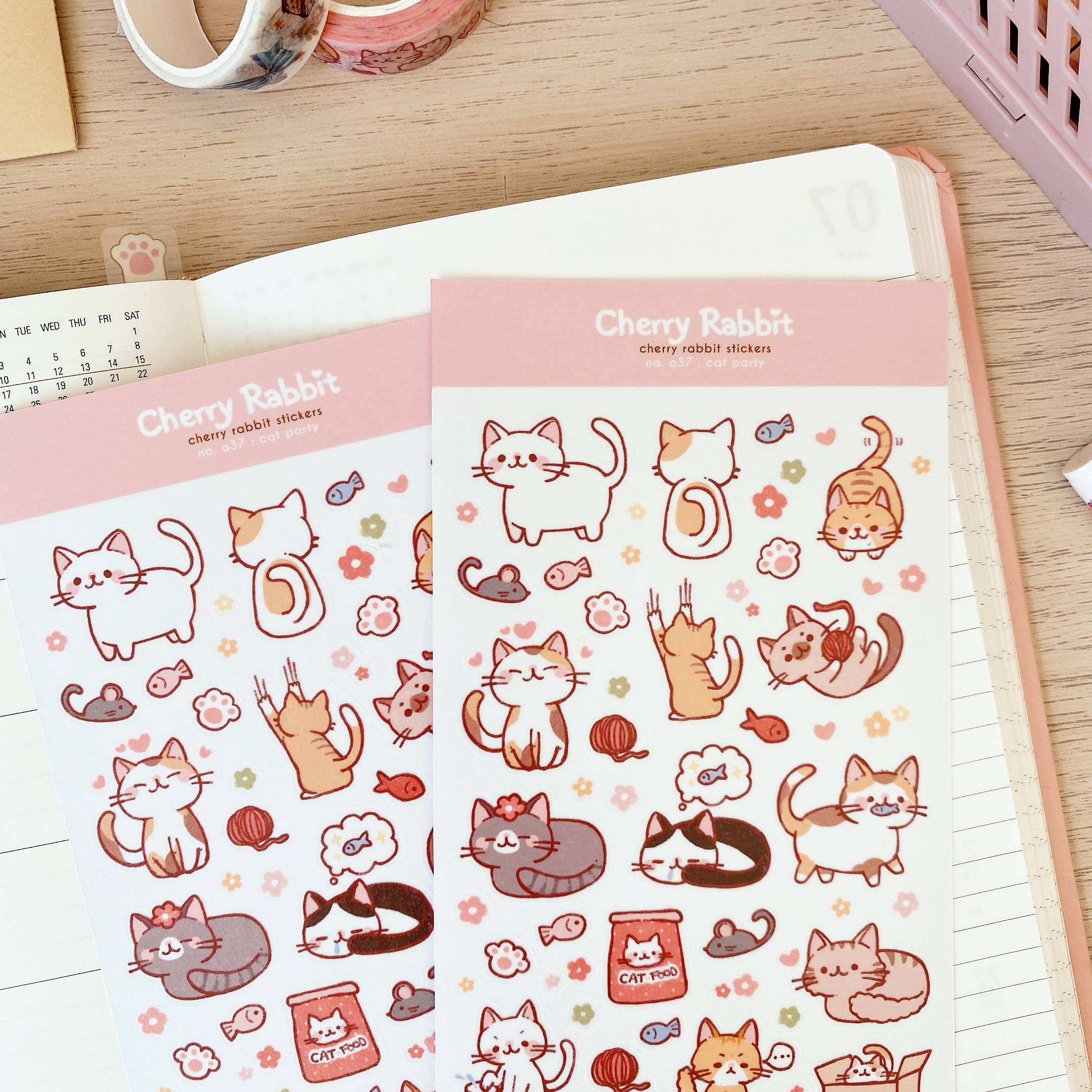 Cherry Rabbit - Wholesale Sticker - Cat Party Sticker Sheet no.0372