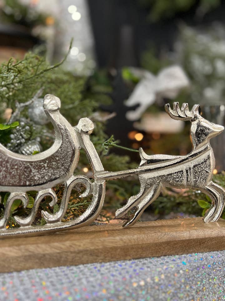Nickel Sleigh 11x6in for wholesale by Wholesale Home Decor