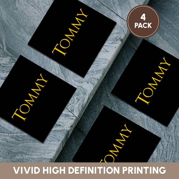 3dRose - Wholesale Coasters - 3dRose, Tommy common male name in the America. Yellow on black gift, Coaster5