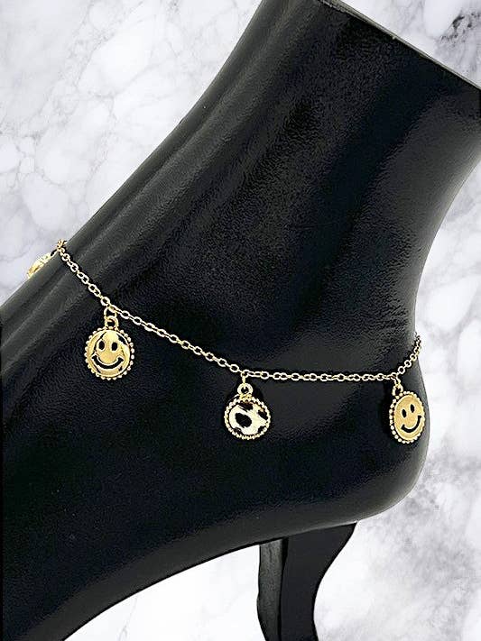 Bracelet de cheville rond à chaîne ronde Smiley pour la vente par Andrea Bijoux