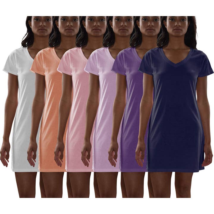 I-Wear Brands - Wholesale Sleepwear Top - Women's - 6 Pack Women's Cotton Short Sleeve Long Sleep Shirt8