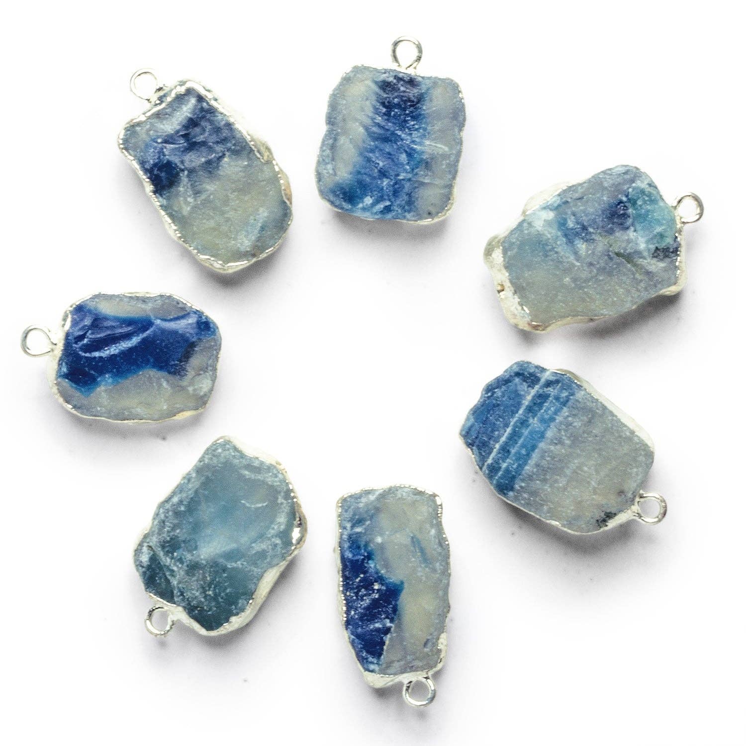 The Bead Traders - Wholesale Individual Charm/Pendant - 21x14mm Silver Leafed Hammer Faceted Agate Pendant 1 Bead0