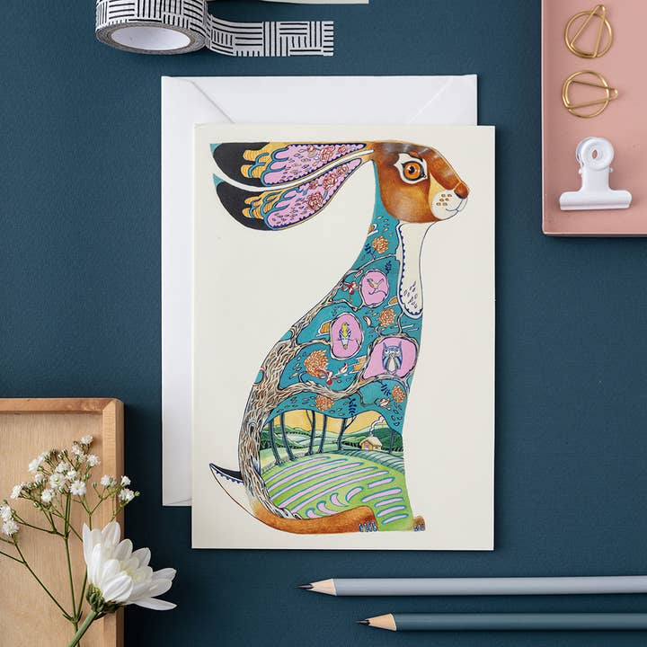 Tarjeta de liebre azul para venta al por mayor de The DM Collection ( We cover US import Duties)