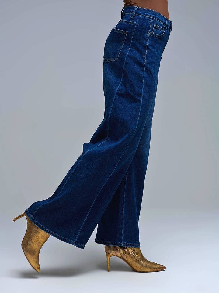 Extra wijde jeans met rechte pijpen in donkere wassing voor wholesale door Q2—All Orders:Free Duties for the US,UK,and Canada