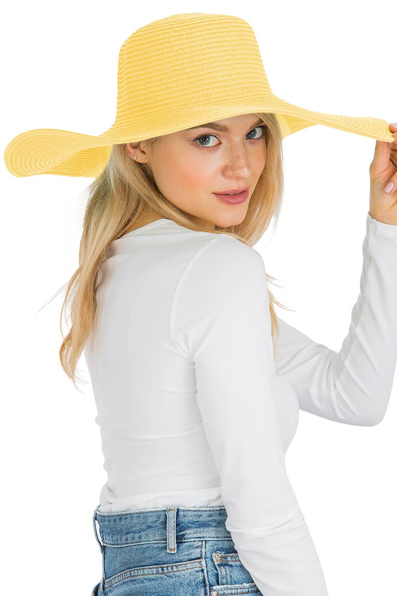 Cap Zone - Venta al por mayor Sombrero de paja - Mujer - Sombrero de sol de paja con tejido apretado, color sólido y ala ancha flexible13