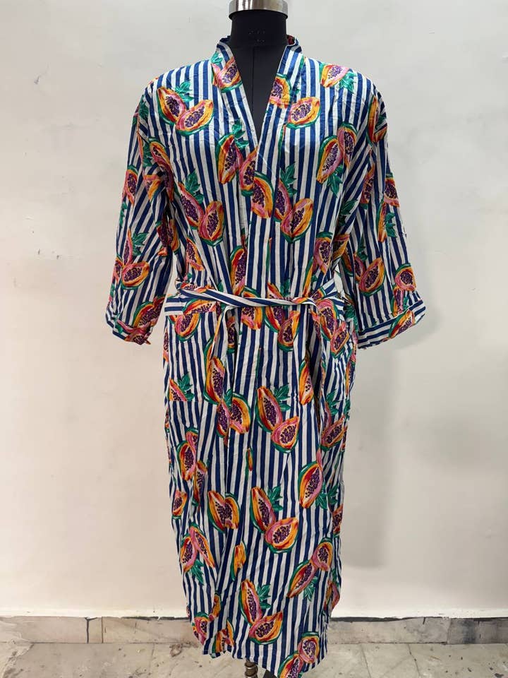 Bata de mujer de algodón estampado kimono indio bata suave kimono para venta al por mayor de bhavnas boutique