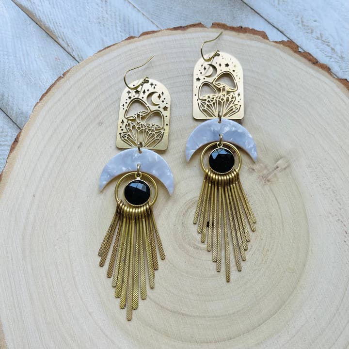 Pendientes de Flecos Occidentales de Bruja Cottagecore de Setas para venta al por mayor de Same Sunset Design
