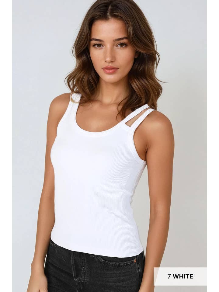 NIKIBIKI – Großhandel Tanktop – Damen – NS8212 - Geripptes Tanktop mit Doppelriemen