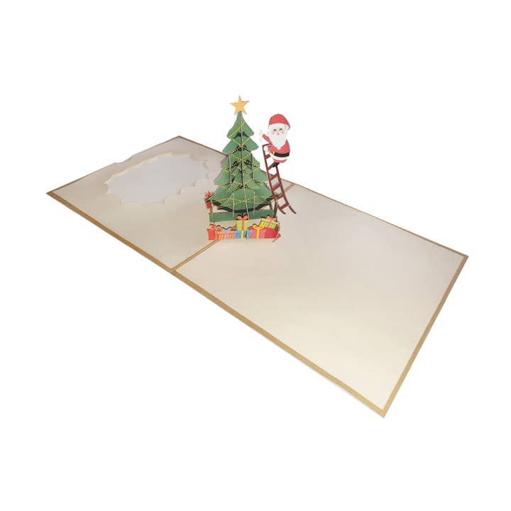 Santa in the Tree Surprise Origami Card for wholesale by RF Distribution