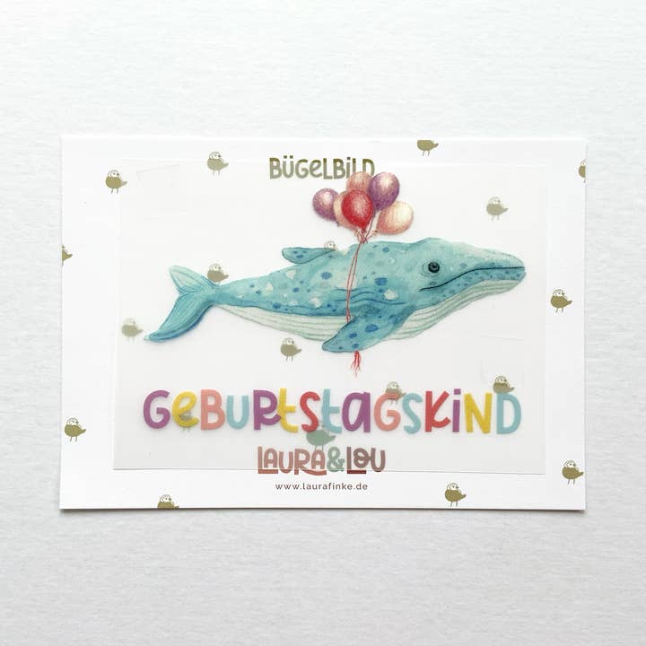 Strygemærke hval fødselsdagsbarn for engroshandel hos Laura&Lou