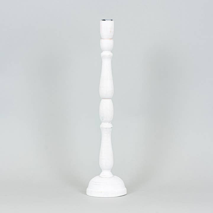 11647 - 4.5x18.5x4.5 wood candle holder white CLEARANCE for wholesale by Devanie At Home (Formerly Adams & Co.)