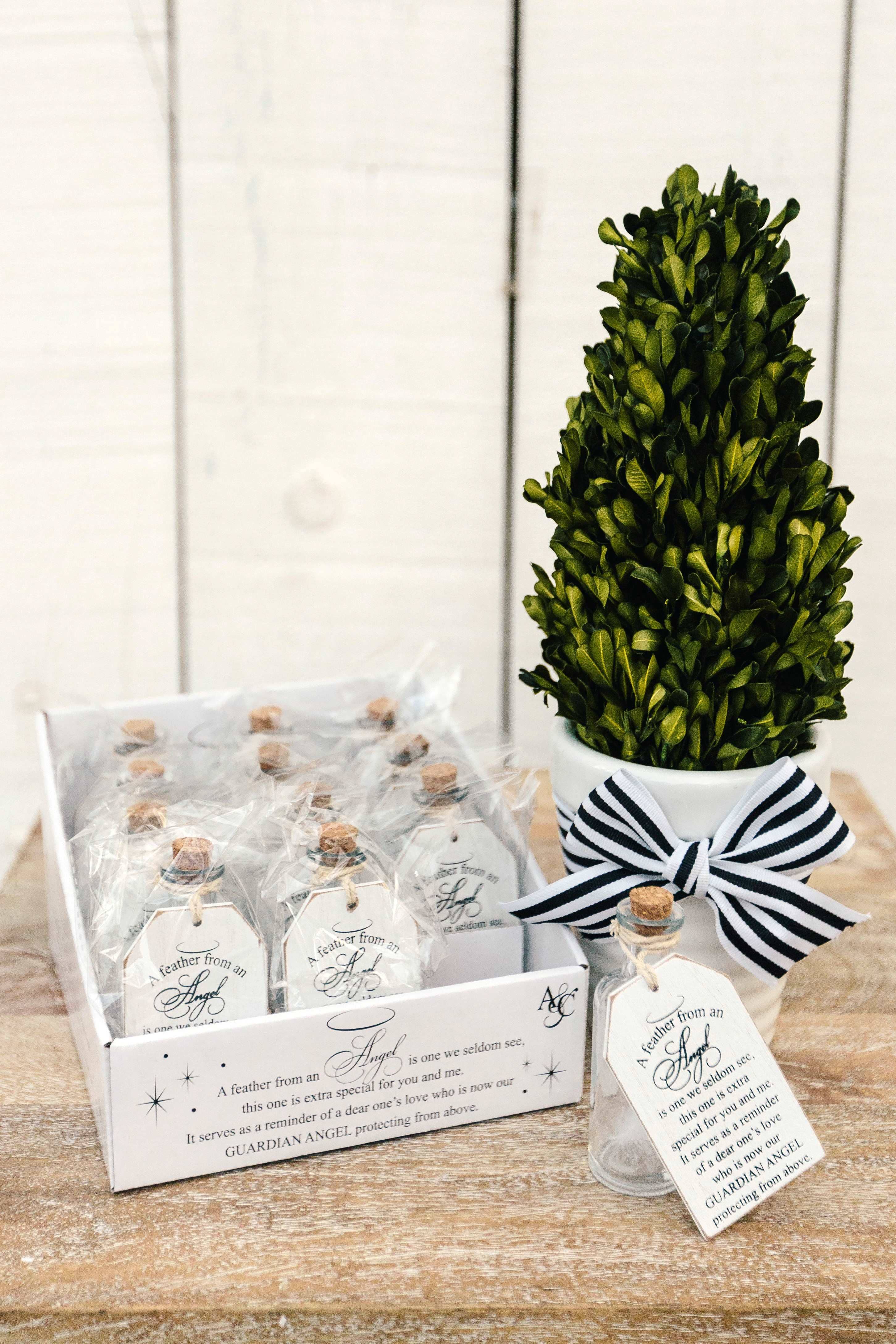 Devanie At Home (Formerly Adams & Co.) - Wholesale Decorative Tabletop Object - 19131 - 2x4 wood tag w/container (ANGEL FEATHER) SYMPATHY1