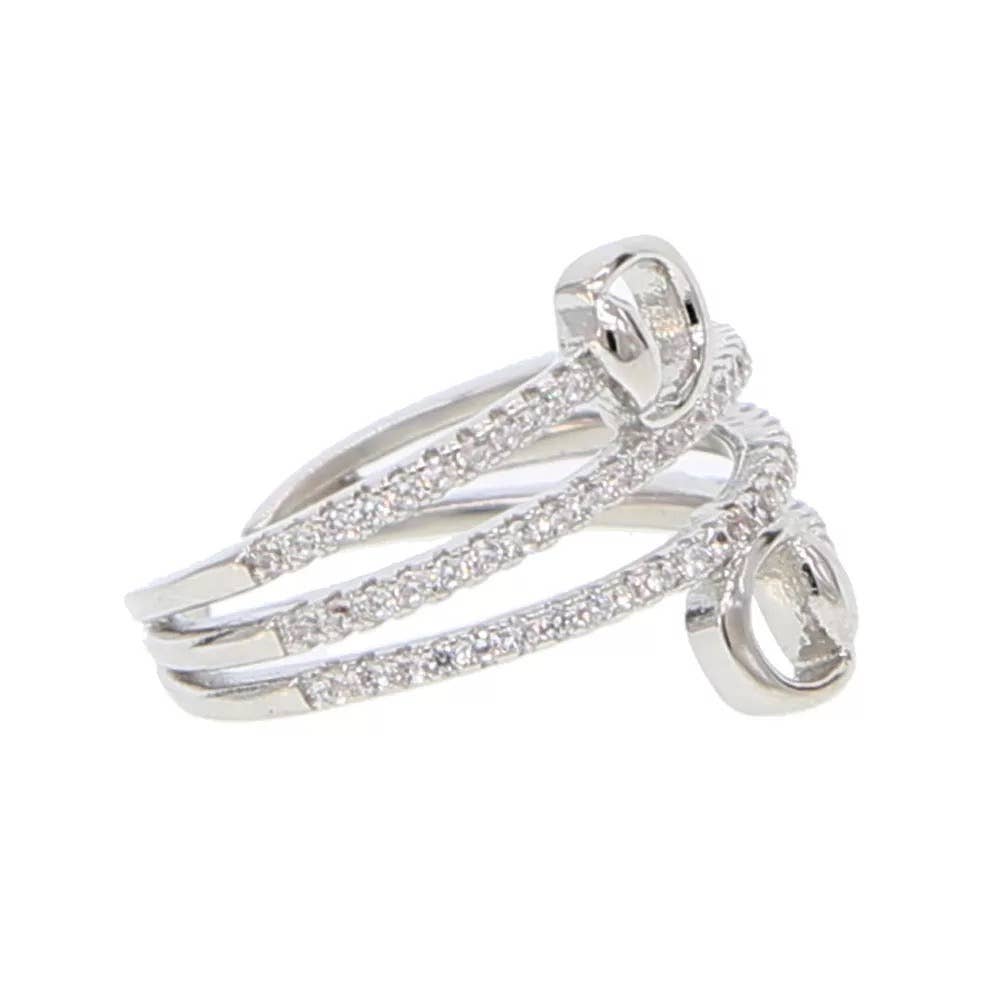 Westrian International - Wholesale Multi-Stone Ring - Sterling Silver Equestrian Snaffle Horse Bit Ring with CZ1