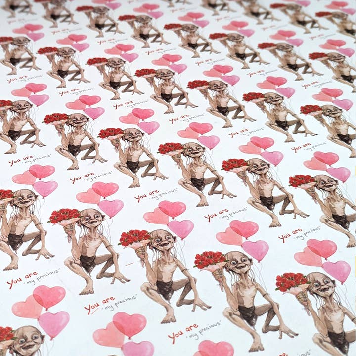 Hes Designs - Wholesale Flat Wrap - Funny Valentine Gollum wrapping paper, LOTR gift wrap1