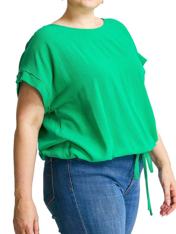 Top in misto lino con coulisse plus per la vendita all'ingrosso da parte di Vanilla Monkey