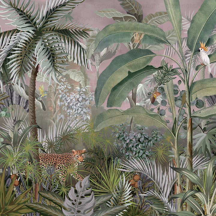 GK Home Decor - Wholesale Wallpaper - Jungle Adventure Vibrant Wildlife Mural with Lush Greenery4