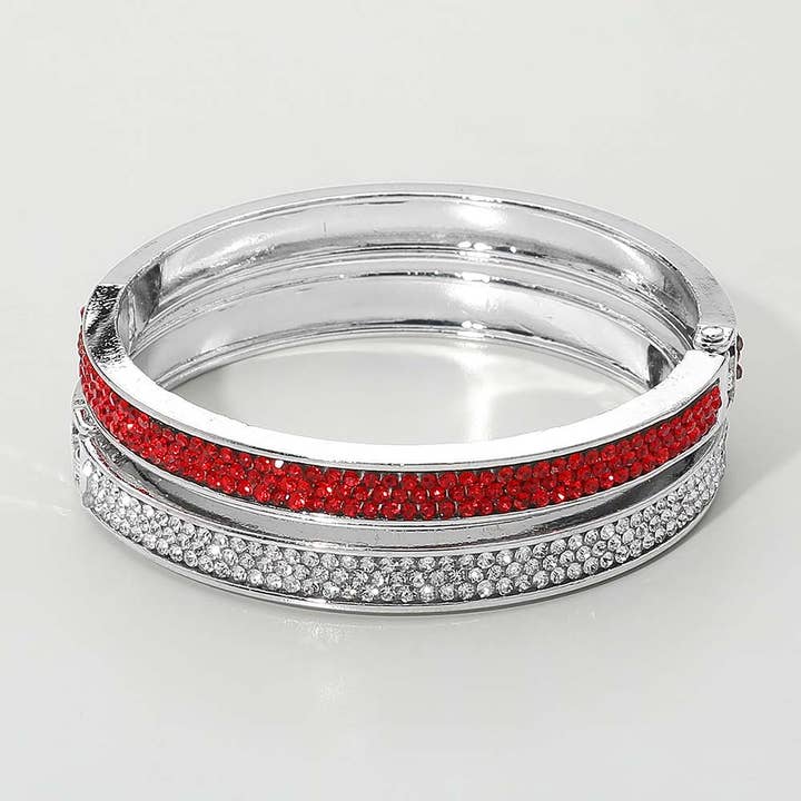 Sensibling Corp. - Wholesale Bangle Bracelet - 2PCS - Rhinestone Studded Hinged Bangle Bracelets7