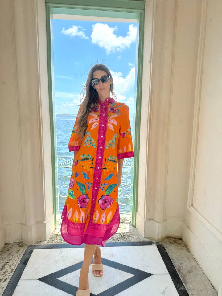 IslaPayal – wholesale Klänning - Dam – IBIZA MIDI | BEE'S GARDEN ORANGE