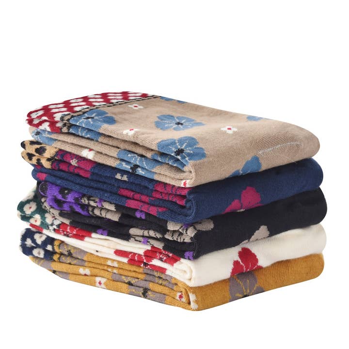 Funkyrel® Atzbranding Limited - Wholesale Socks - Women's - Rufia - Colorful Floral Pattern Mid-Calf Socks12