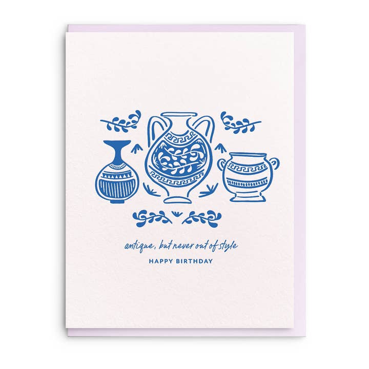 Antique Vases - Letterpress Birthday Greeting Card for wholesale by Dahlia Press