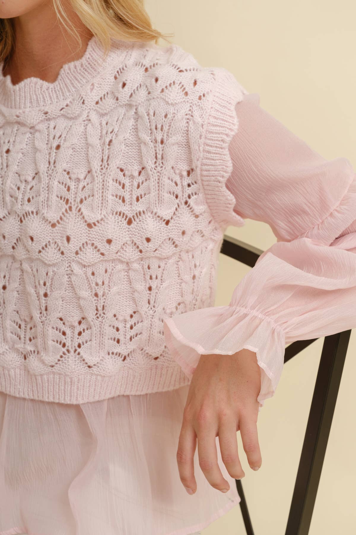 Cloud Ten - Wholesale Knit Top - Women's - CSW11746A - CROCHET LAYERED TOP10