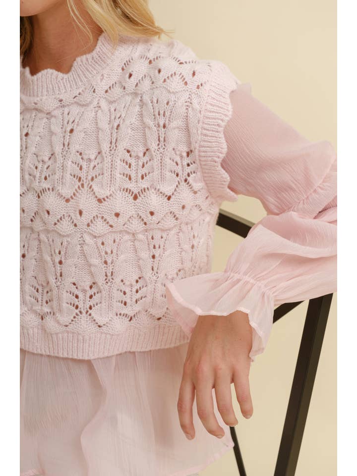 Cloud Ten - Wholesale Knit Top - Women's - CSW11746A - CROCHET LAYERED TOP10