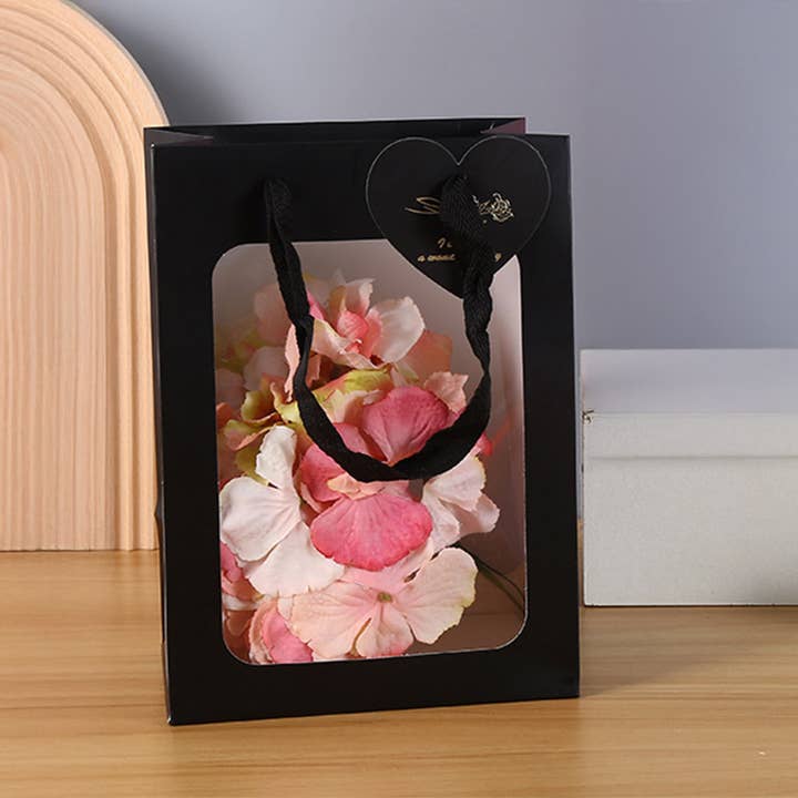 ByHome - Wholesale Gift Bag - 10pcs 3 size Transparent Window All Black gift bag with Tag