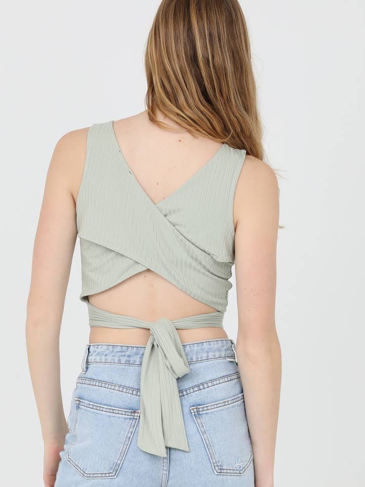 ANGIE - Wholesale Knit Top - Women's - X2DU9-ASIS RIB KNIT STRAPPY BACK TIE WAIST TOP8