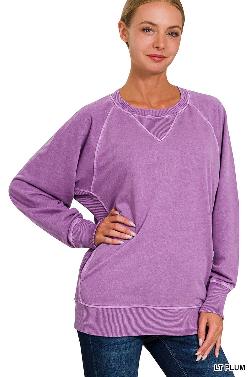 42POPS - Wholesale Sweatshirt - Women's - `.Washed French Terry Pullover With Side Pockets17