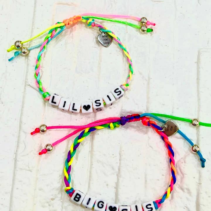 Bead Me Silly - Vente Bracelet tissé/tressé - Bracelet tressé ajustable LIL ❤ SIS (néon brillant)