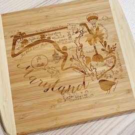 Maryland Map Bamboo Board (Pequeno) por atacado de Gooseberry Designs