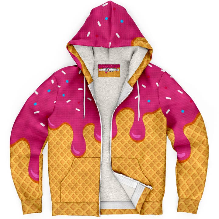 Sød Faux Strik Fleece Hættetrøje med fuld lynlås for engroshandel hos The Closet Junkies